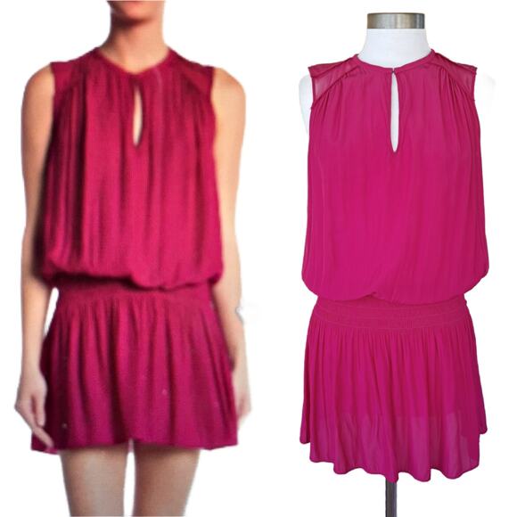 RAMY BROOK Sallie Smocked MIni Dress Size Small in Fuchsia Pink - Picture 1 of 10